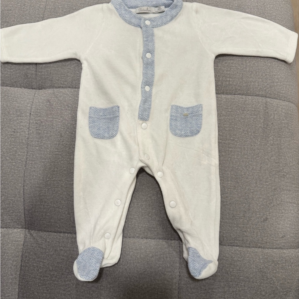 Cozy White and Blue Kids Footie